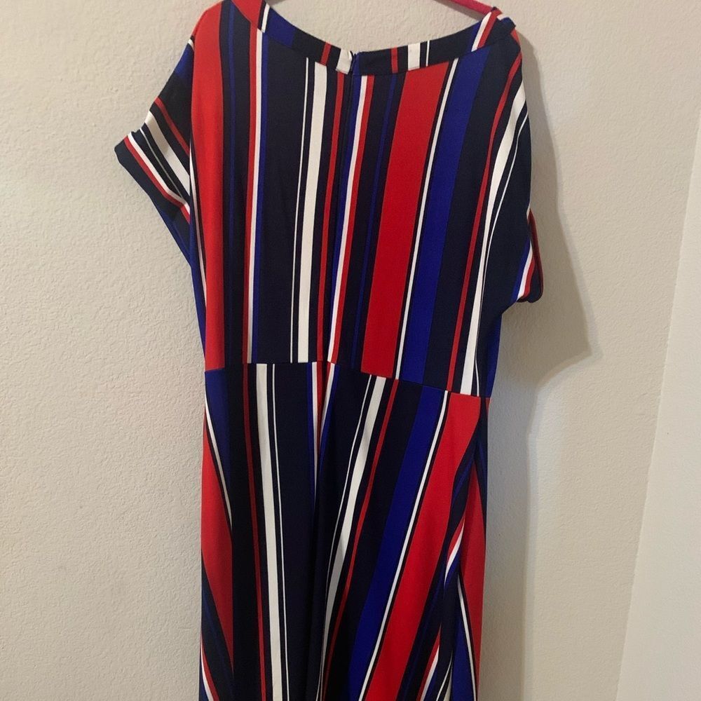 New York & Company Multi-colored High-Low Striped Stretch Duster Top XXL - Picture 4 of 10